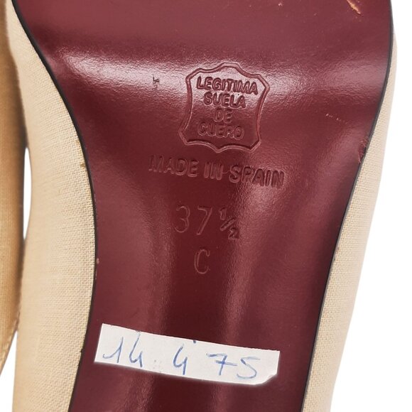 Sara Navarro Beige Linen Slide Mules SZ 37.5 - Picture 8 of 12